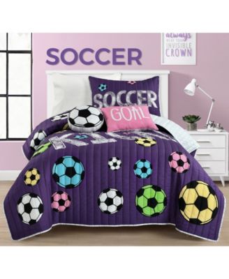 Kids Girls Soccer Kick Quilt Sets