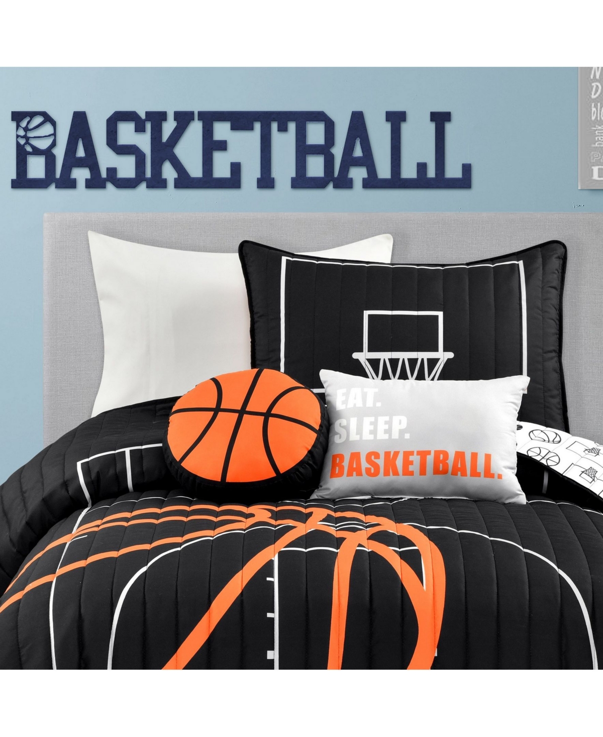 Lush Decor Kids Basketball Game 4-pc. Quilt Set, Twin/twin Xl In Black,orange