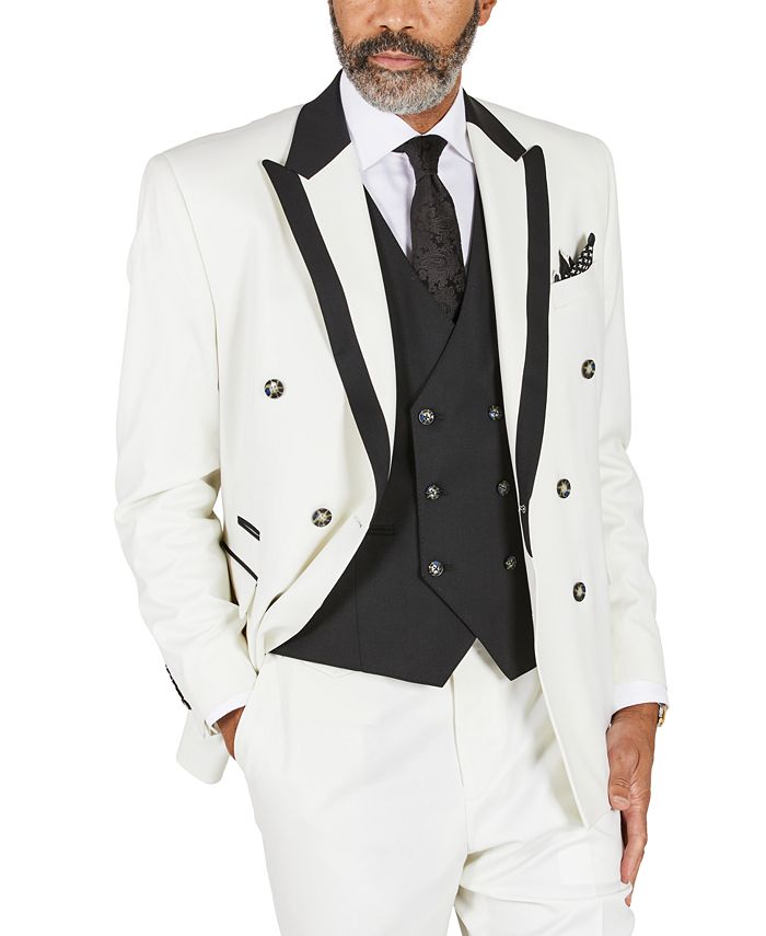 Tayion Collection Men's ClassicFit Solid White Suit Separates Double