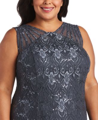 Plus Size Sequin Lace Gown
