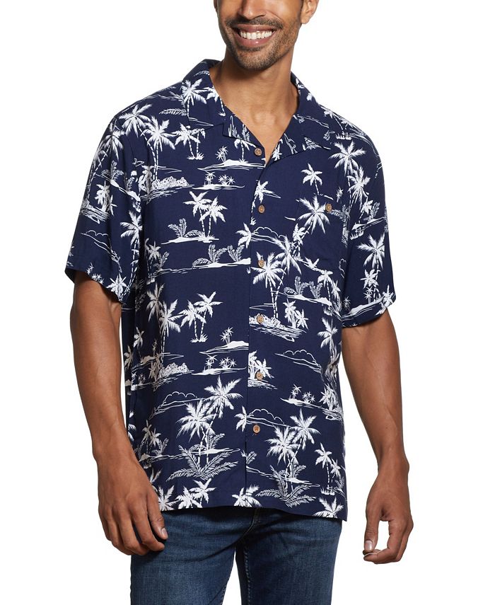 Weatherproof Vintage Men's Short Sleeves Rayon Print Camp Collar Shirt ...