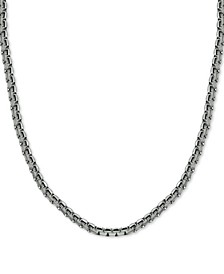 Men's Flat Box Link 24" Chain Necklace in Stainless Steel
