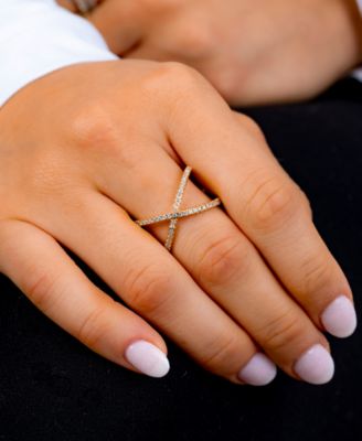 Pav&eacute; Criss Cross Band Ring in Sterling Silver