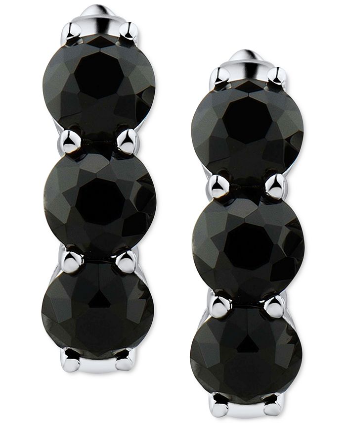 Macy's Onyx Huggie Hoop Earrings in Sterling Silver Macy's