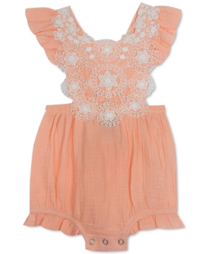 Rare Editions Baby Girls Lace-Trim Gauze Bodysuit
