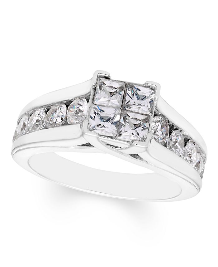 Macy's Diamond Princess Quad Engagement Ring (2 ct. t.w.) in 14k White
