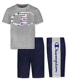 Toddler Boys "C" Logo Script Fill T-shirts and Panel Script Shorts, 2-piece Set