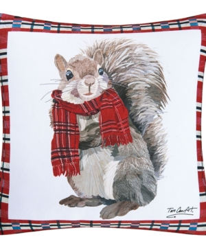 C & F Home Plaid Squirrel Pillow, 18" X 18" In Red