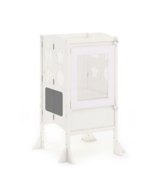 Classic Kitchen Helper Kids' Step Stool - Ivory: Folding, Adjustable Wooden Toddler Tower - Children's Learning Furniture