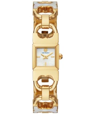 Tory Burch Women's Double T-Link White & Gold-Tone Stainless Steel