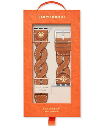 Tory Burch Women's Luggage Braided Leather Band for Apple Watch