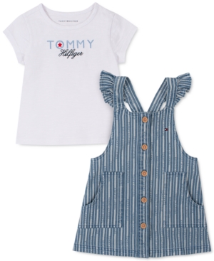Tommy Hilfiger Baby Girls 2-Pc T-Shirt & Denim Jumper Set