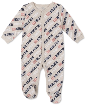 Tommy Hilfiger Baby Boys Signature Long-Sleeve Footed Logo Onesie