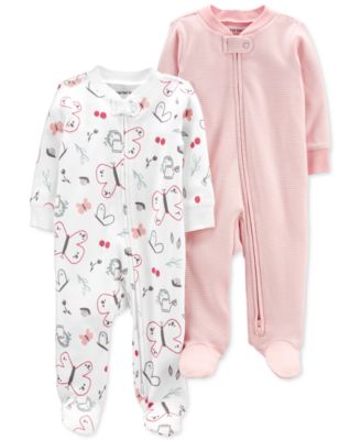 Carter's - Baby Girls Two-Pack Zip-Up Cotton Sleep & Plays