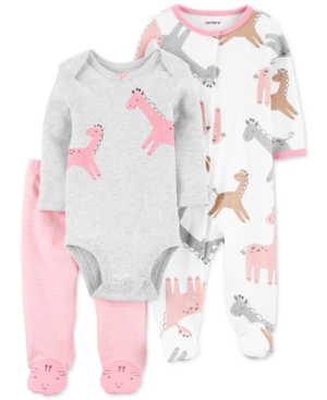Carter's Baby Girls 3-Pc Giraffe Sleep & Play & Pant Set