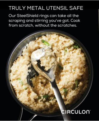 SteelShield C-Series Tri-Ply Clad Nonstick Chef Pan with Lid and Cooking Utensil Set, 3-Piece, Silver