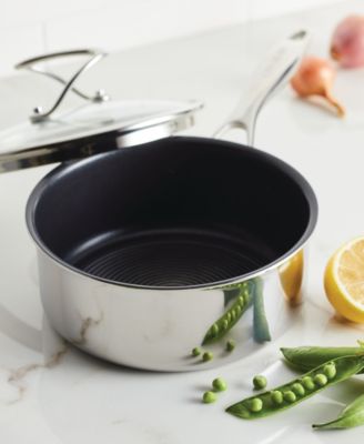 SteelShield C-Series Tri-Ply Clad Nonstick Saucepan with Lid, 2-Quart, Silver