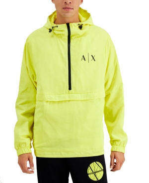 AX Armani Exchange Men's Half-Zip Unpadded Hooded Windbreaker