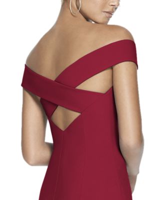 Womens Off-the-Shoulder Criss Cross Back Trumpet Gown