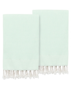 Linum Home Textiles Turkish Cotton Fun In Paradise Pestemal Hand Or Guest Towels, Set Of 2 Bedding In Aqua