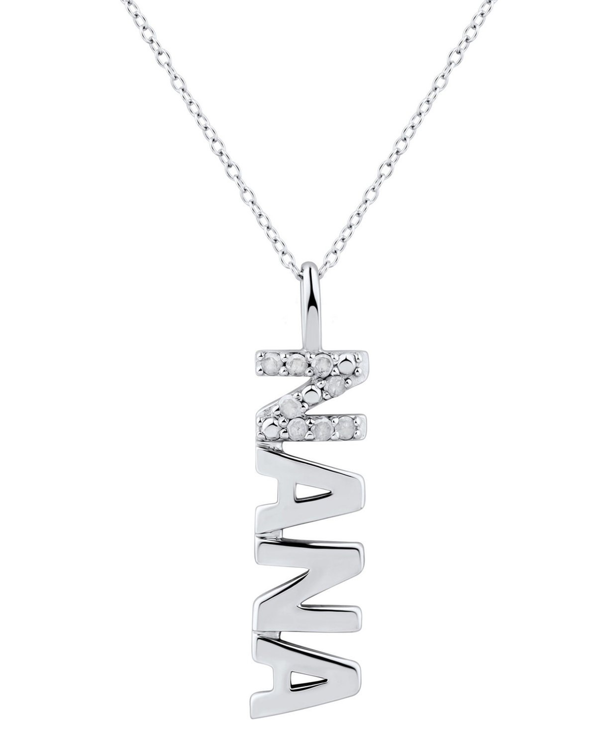 Shop Macy's Diamond "nana" Pendant Necklace (1/10 Ct. T.w.) In Sterling Silver