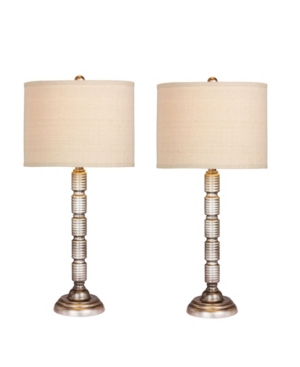 Fangio Lighting Industrial Ribbed Table Lamps, Set Of 2 In Antique Silver - Tone