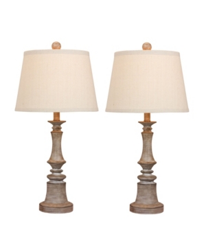 Fangio Lighting Candlestick Resin Table Lamps, Set Of 2 In Cottage Weathered Gray