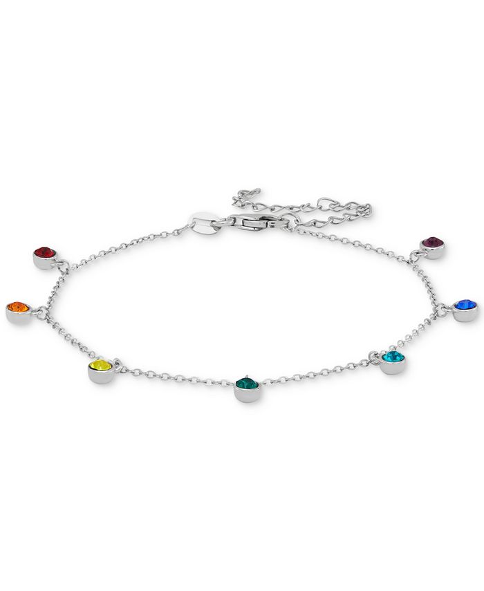 Macy's Rainbow Crystal Dangle Link Bracelet in Sterling Silver - Macy's