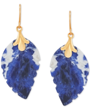 Macy's Leaf Earrings In 10k Gold In Sodalite
