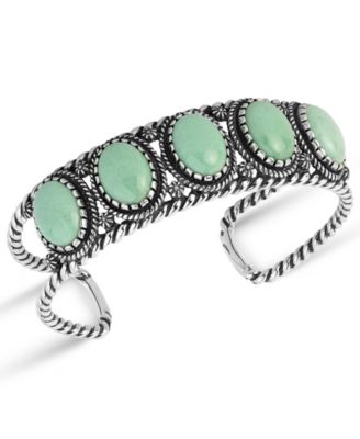 Macy's - Green Variscite Gemstone Rope Cuff Bracelet in Sterling Silver