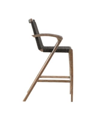 Brielle Outdoor Eucalyptus Wood and Rope Counter and Bar Height Stool