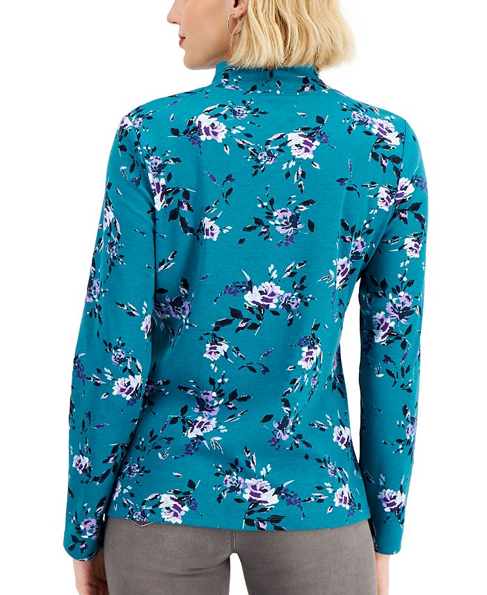 Karen Scott Printed Mock-Neck Top, Created for Macy's - Macy's