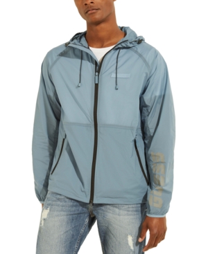Guess Men's Logo-Print Hooded Windbreaker