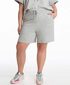 Plus Size Logo Patch High Waisted Shorts