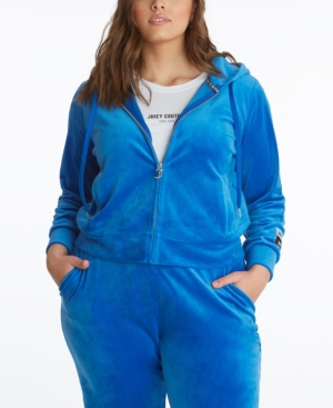 Plus Size Velour Classic Hoodie Jacket