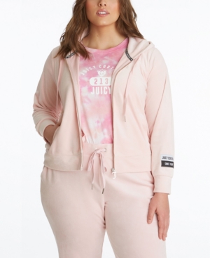 Plus Size Velour Classic Hoodie Jacket