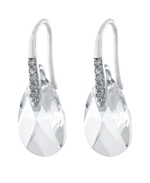 Giani Bernini Fine Crystal And Cubic Zirconia Teardrop Wire Earrings In Sterling Silver In White