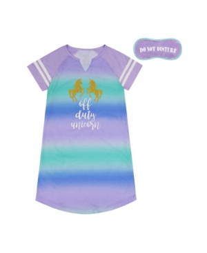 Big Girls Unicorn Sleep Shirt with Eye Mask
