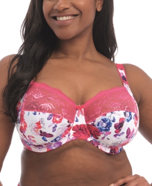 Elomi Full Figure Morgan Banded Underwire Stretch Lace Bra El4110, Online Only In Pink Floral