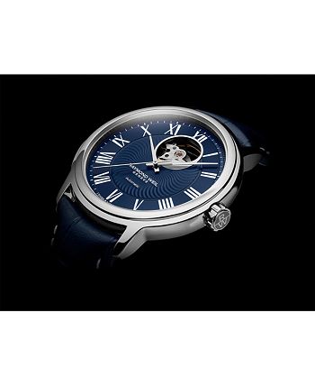 Raymond Weil - Men's Swiss Automatic Maestro Blue Leather Strap Watch 39.5mm