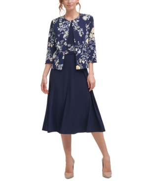 Jessica Howard 2-Pc Floral-Print Jacket & Midi Dress Set