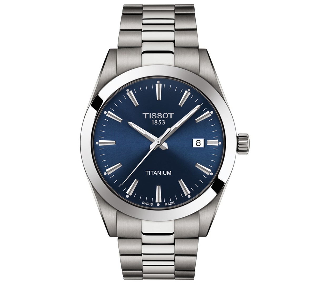 Мужские часы Tissot Swiss Gentleman на титановом браслете 40мм — фото 1