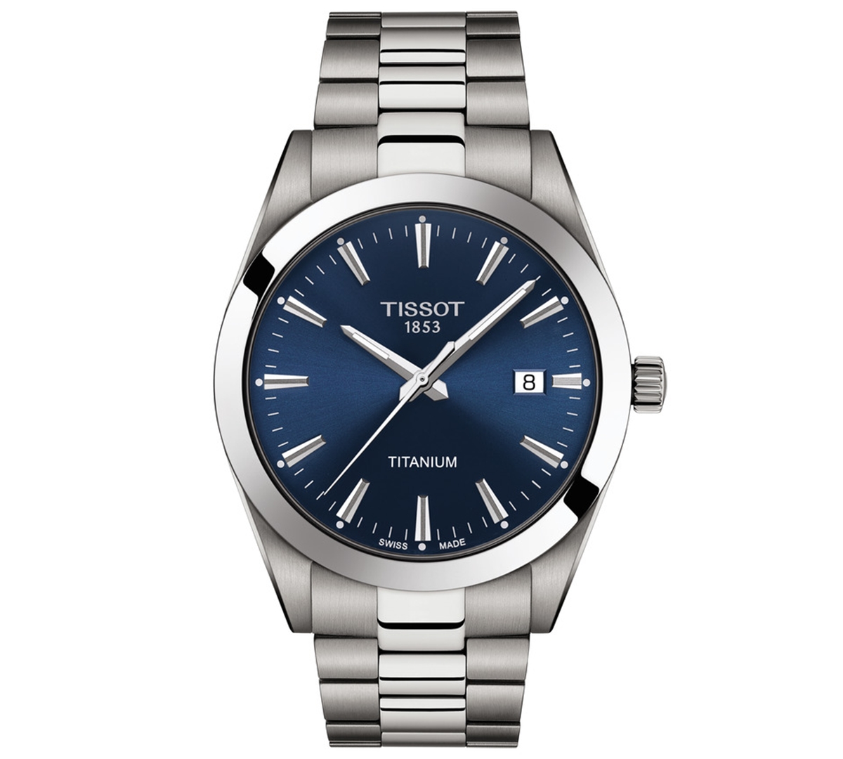 Shop Tissot Men's Swiss Gentleman Gray Titanium Bracelet Watch 40mm In Blue
