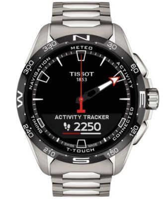 Men's Swiss T-Touch Connect Solar Titanium Bracelet Smart Watch 48mm