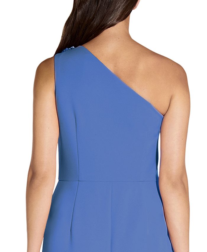 adrianna papell one shoulder beaded gown
