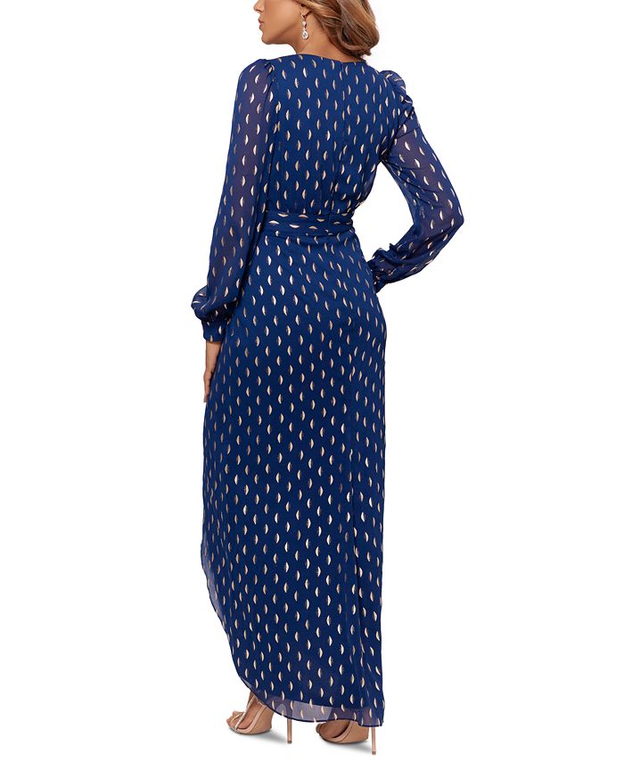betsy and adam printed pleated gown