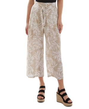 Bcx Juniors' Palm-Print Tie-Waist Pull-On Pants