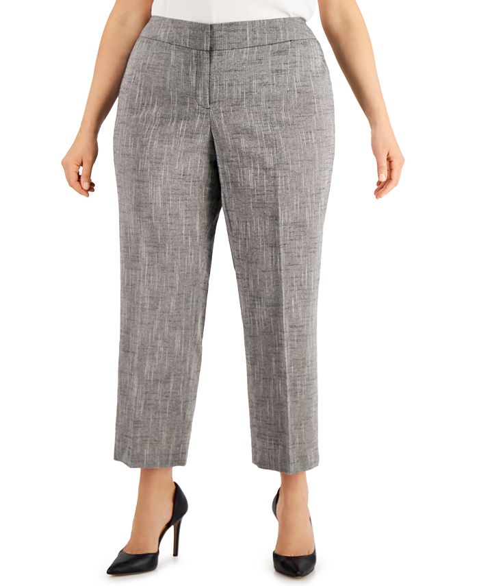 Kasper Plus Size Cross-Dye Straight-Fit Pants - Macy's