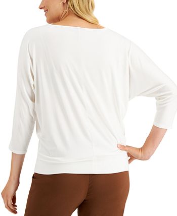 JM Collection Printed Banded Hem Top