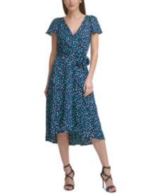 Printed Faux-Wrap Dress